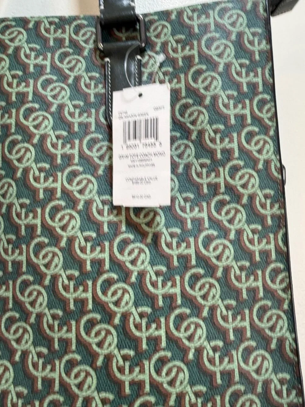 Coach Graham Structured Tote Signature Monogram Print Men's Crossbody Green NWT